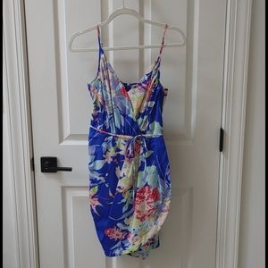 Yumi Kim faux wrap floral silk dress, size Medium